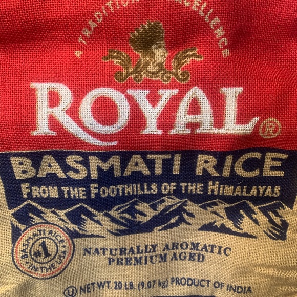 ROYAL 20 LB. Basmati Rice Bag, from the Foothills of the Himalayas. 2 Handles. - Picture 2 of 6